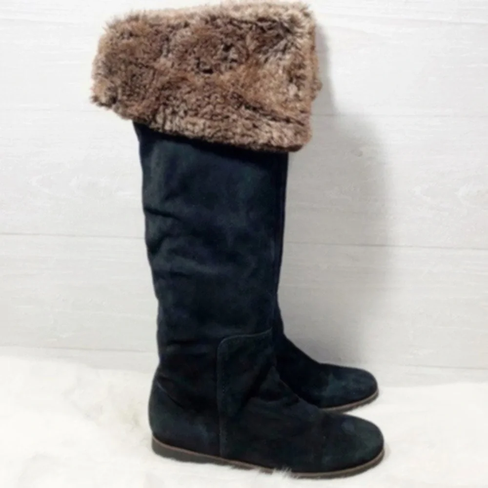 Sam Edelman Versatile Black Suede & Faux Fur Boots Size 9M